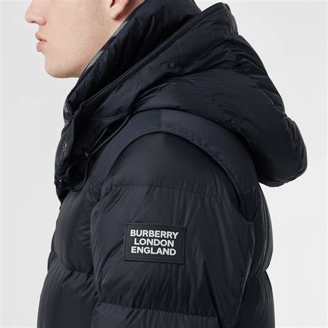 burberry detachable sleeve hooded puffer jacket|burberry reversible puffer jacket.